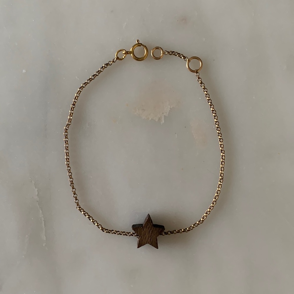 3/$20💎🆕 Wooden star gold chain bracelet